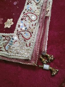 Maroon Khada Dupatta Set Heavy Pearl &amp; Zari work
