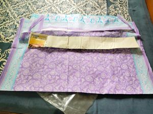 Purple and White Printed Cotton Saree💜🤍