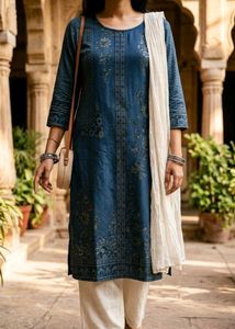 Blue Printed Kurta From trends
