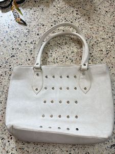 White Studded Tote Bag