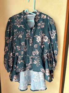 Chic Floral Print Peplum Top