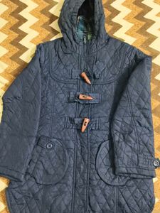 Navy Blue Quilted Toggle Coat