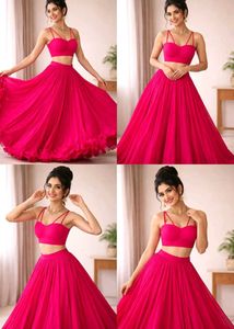 Hot Pink Flowy Lehenga choli Set