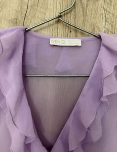 Lavender Ruffled Sheer Blouse