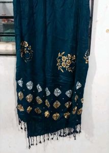 Embellished Teal Dupatta