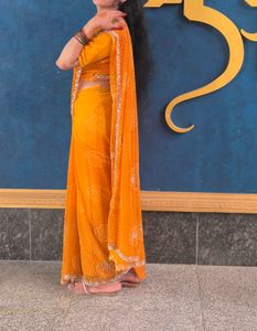 Vibrant Orange Saree