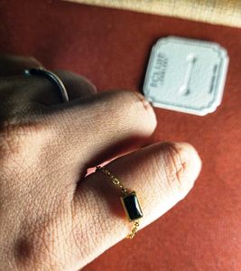 Anti tarnish Gold Tone Black Stone ring