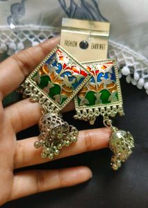 Afghan Silver Oxidised Earing