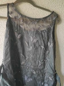 Elegant Embroidered Grey Dress