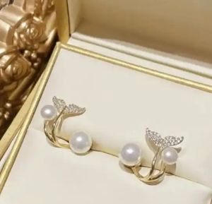 Whimsical Pearl &amp; Fish Tail Earrings
