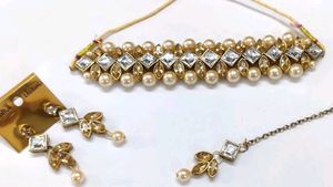 Elegant Pearl & Crystal Choker Set