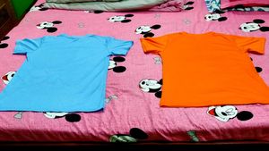 Two Basic New Tees In Blue And Orange Color......