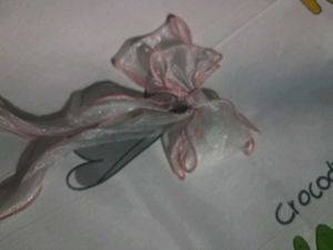 Sheer Ribbon Hair Tie with Pink Trim