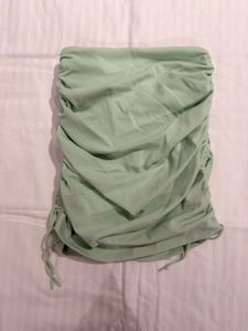 Mint Green Drawstring Mini Skirt