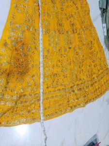 Vibrant Yellow Embroidered Kurta Set 3pc