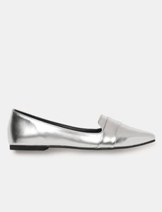 Silver Toned Solid Ballerinas