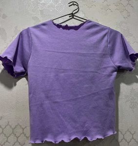 Cute Purple Lettuce Hem Top