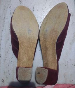 Maroon Suede Mules