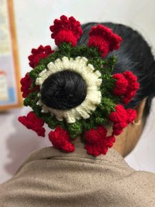 Hand Made Floral Crochet Scrunchie ( pack of one )