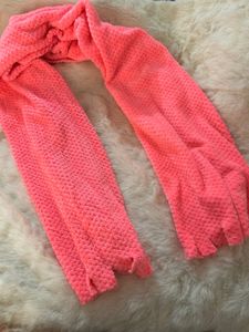 Bright Pink Plush Textured Scarf