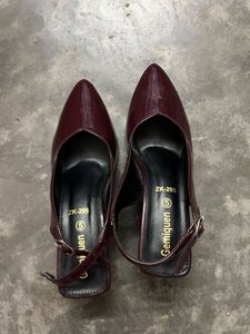 Maroon Patent Slingback Heels
