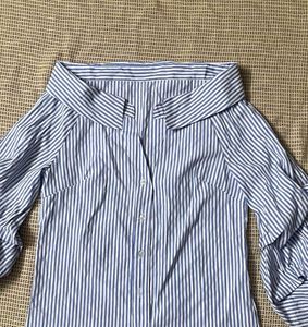SHEIN Unity Off Shoulder Striped Buttoned Shirt