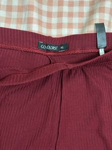 Ribbed Maroon Leggings / size XL / ankle length