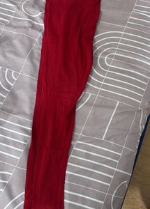 Women's Red Slim Fit Pants