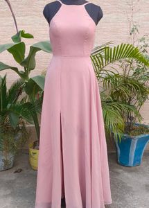 Elegant Pink Maxi Dress with High Slit
