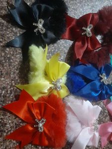 Fuzzy Bow Hair Ties - Pack of 9