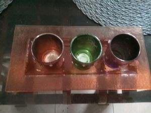 Jeweled Votive Candle Holders &amp; Tray Set