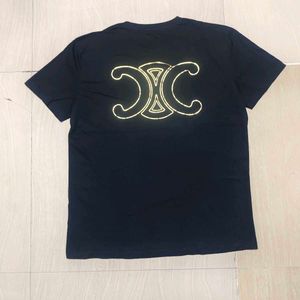 Celine back golden iconic logo Black T-Shirt