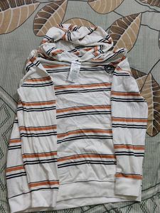 Striped Hoodie with Drawstring