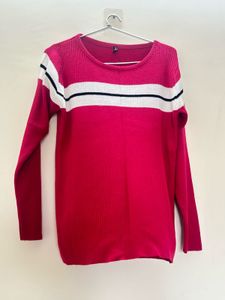 Pink Striped Knit Sweater