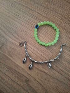 Shell Charm and Beaded Bracelet Set