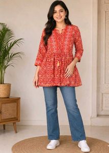 Stylish Red Printed short kurti