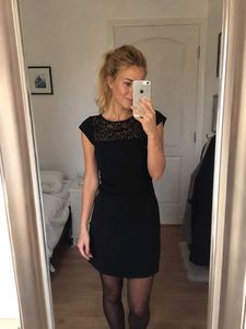 Zara Elegant Black Lace Detail Dress
