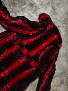 Red and Black Floral Patterned Jacket