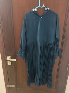 Elegant Navy Blue Embroidered Gown