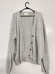 Grey Knit Button Cardigan