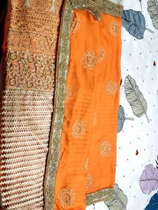 Orange Embroidered Saree
