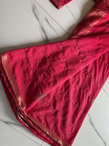 Stunning Pink Embroidered Saree with Blouse