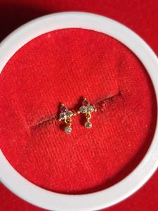 Gold  Stud Earrings with Stones