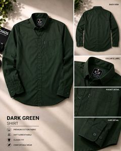 Men's Dark Green Button-Up Shirt