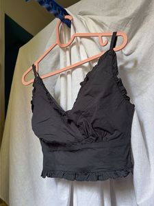 Veromoda Chic Black Ruffle Crop Top