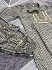 Chanderi silk Striped Kurta Set for Women ✨