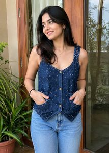 Stylish Denim Vest with Studs