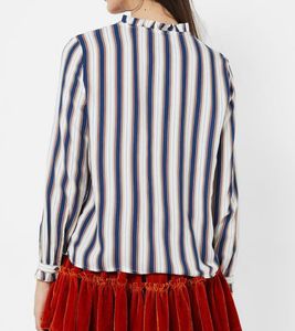 Only - Striped Ruffle Neck Blouse