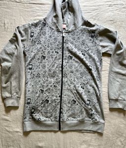 Grey Graphic Zip-Up Hoodie