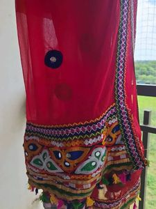 Vibrant Red Embroidered Dupatta